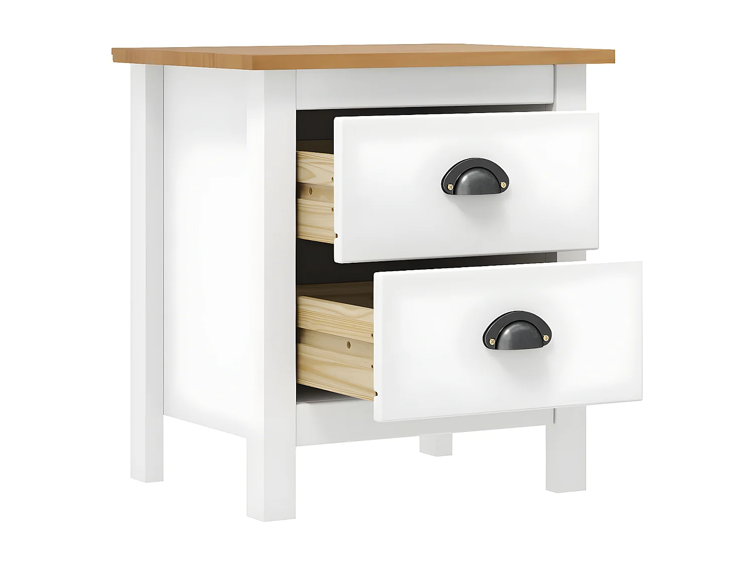 Table de chevet Hill Blanc 46x35x49,5 cm Bois de pin solide