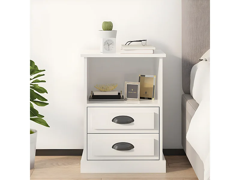 Table de chevet blanc brillant 43x36x60 cm