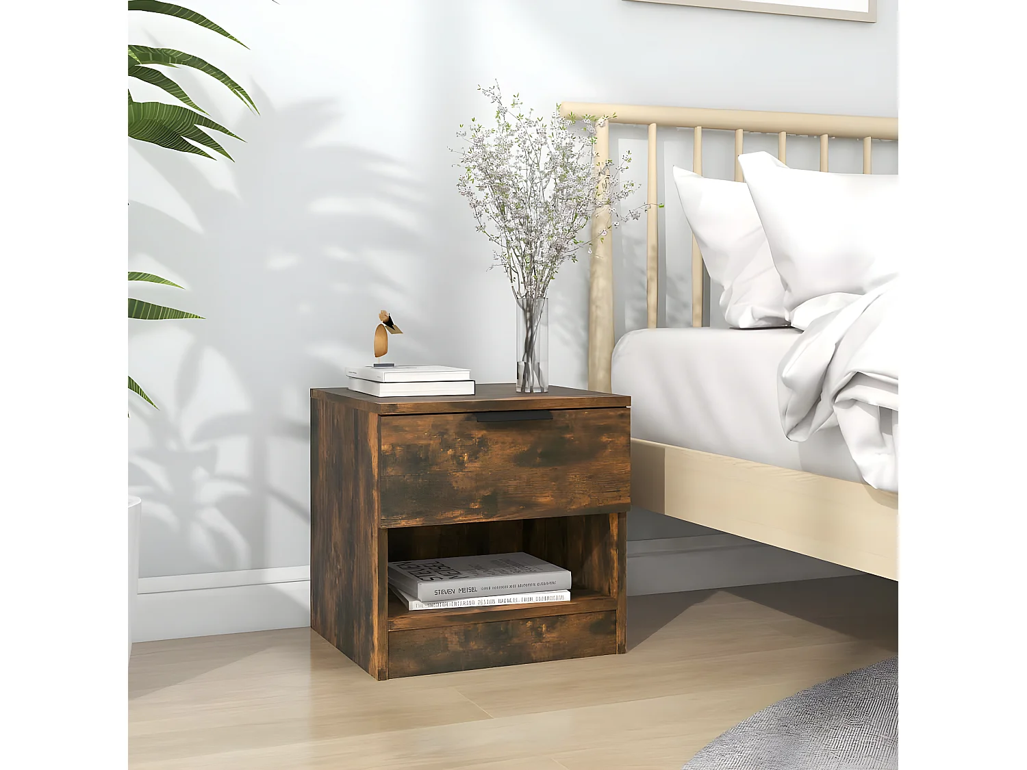 Table de chevet Chêne fumé Bois d'ingénierie