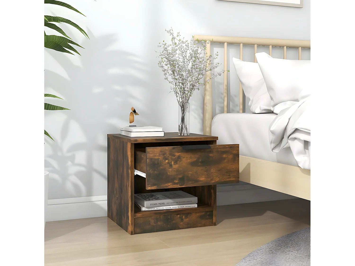 Table de chevet Chêne fumé Bois d'ingénierie