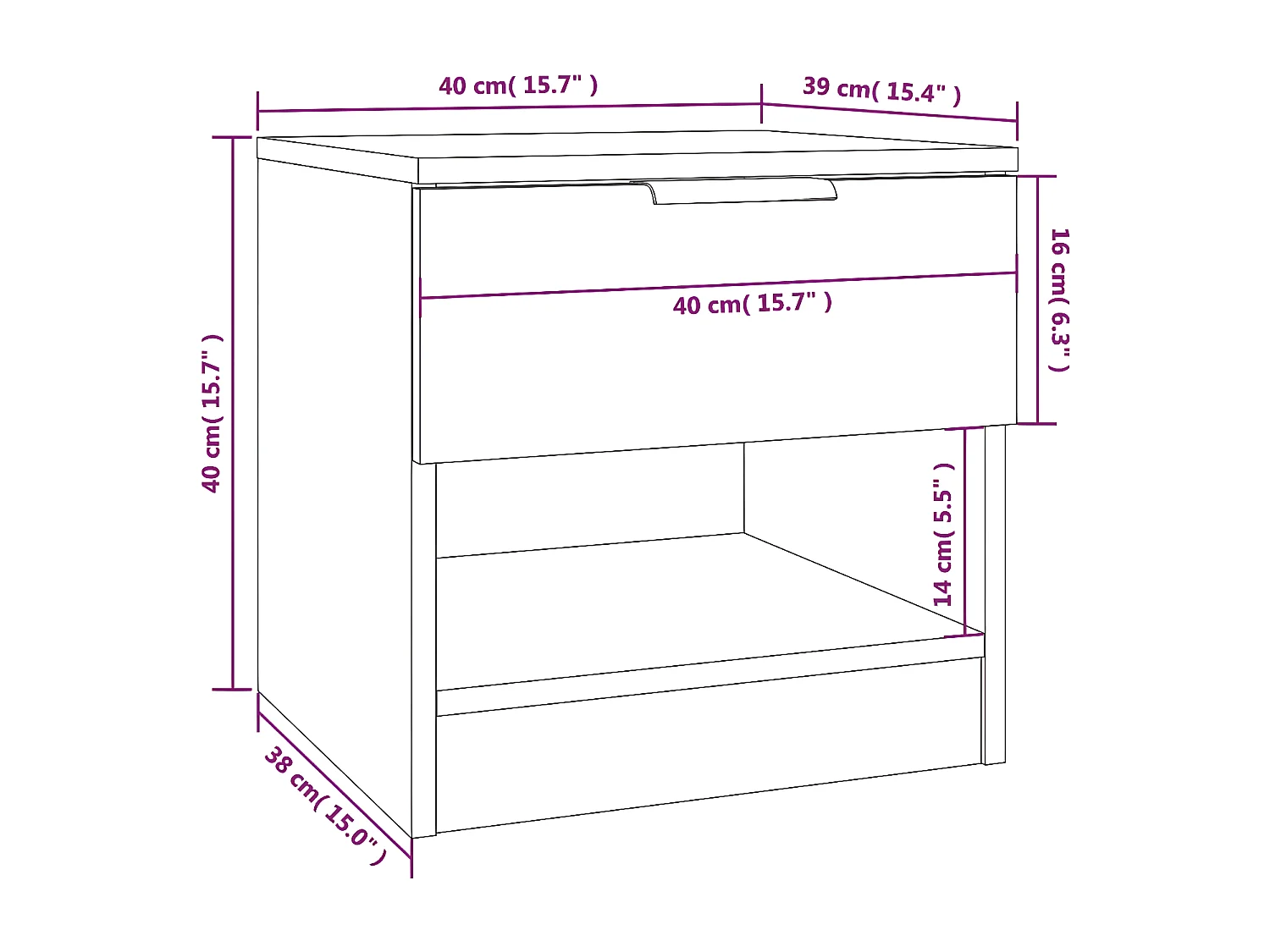 Table de chevet Chêne fumé Bois d'ingénierie