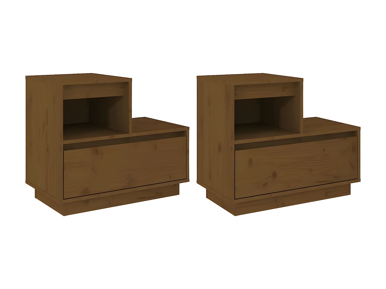 Nachtkastjes 2 st 60x34x51 cm massief grenenhout honingbruin