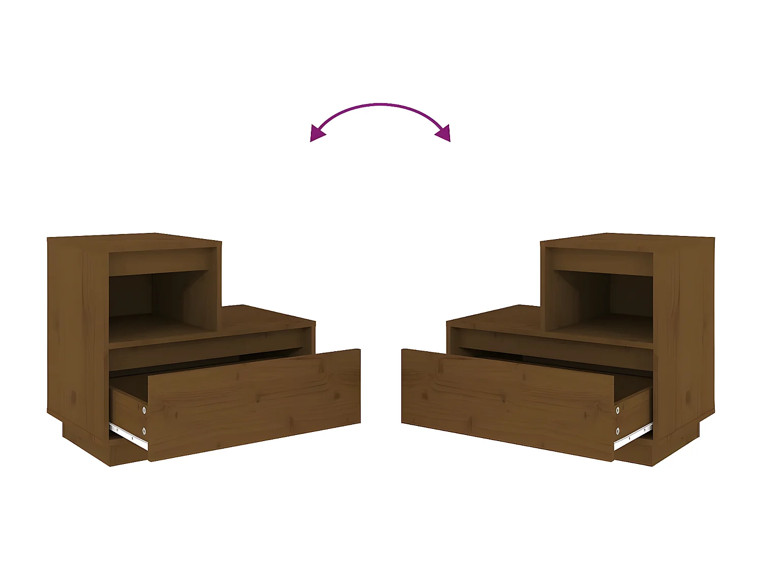 Nachtkastjes 2 st 60x34x51 cm massief grenenhout honingbruin