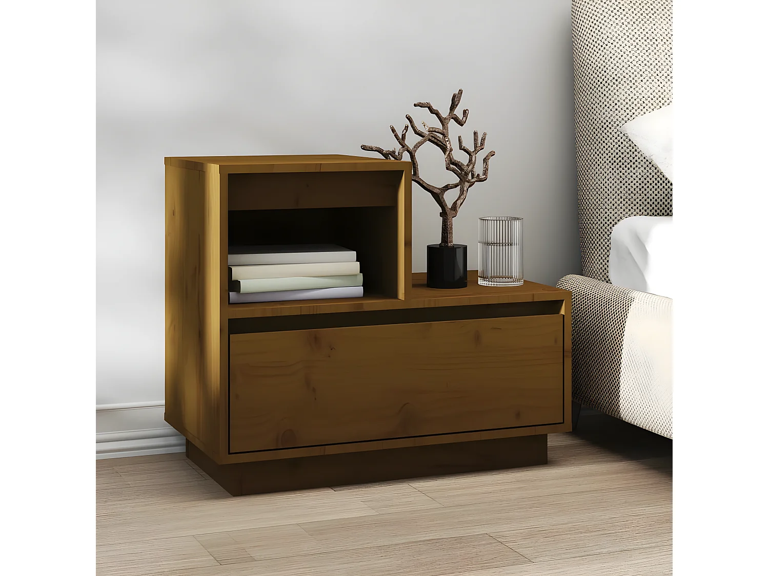 Nachtkastjes 2 st 60x34x51 cm massief grenenhout honingbruin