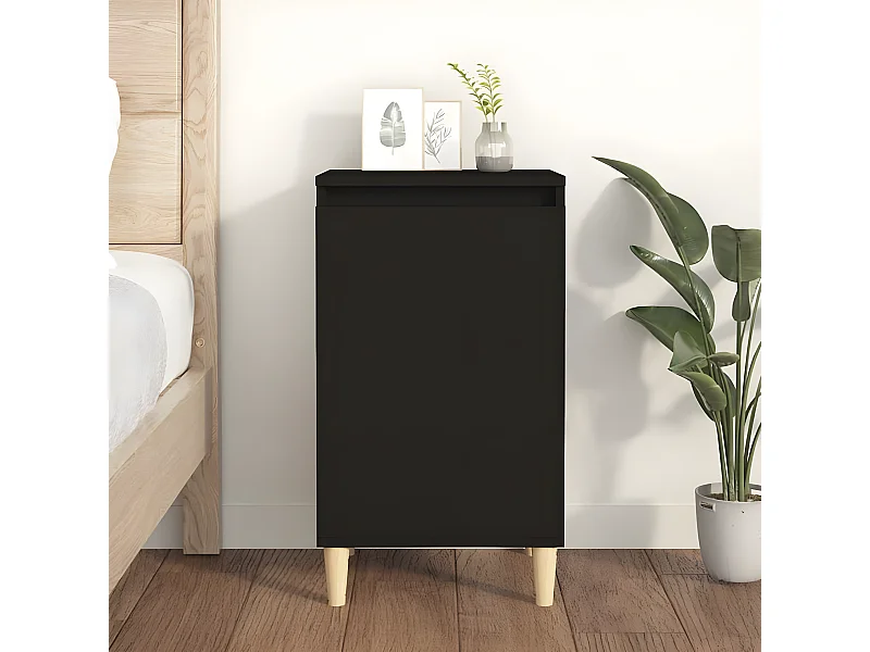 Table de chevet noir 40x35x70 cm bois d’ingénierie