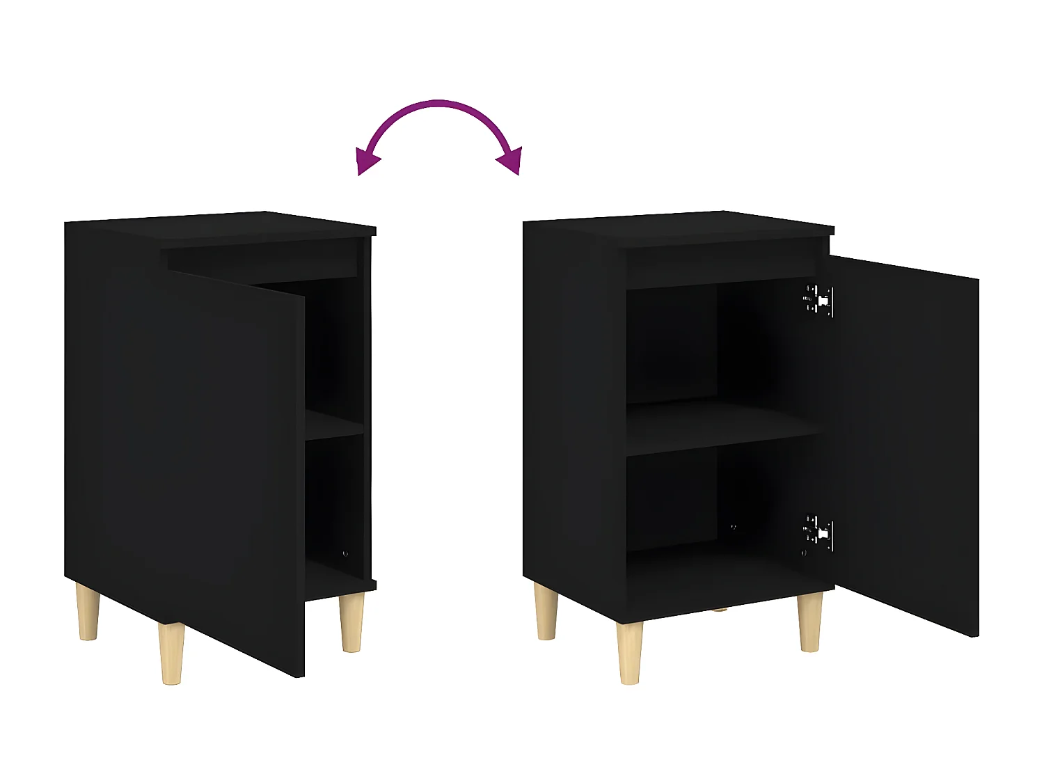 Table de chevet noir 40x35x70 cm bois d’ingénierie