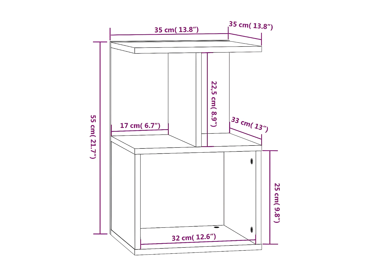 Table de chevet Chêne fumé 35x35x55 cm Bois d'ingénierie