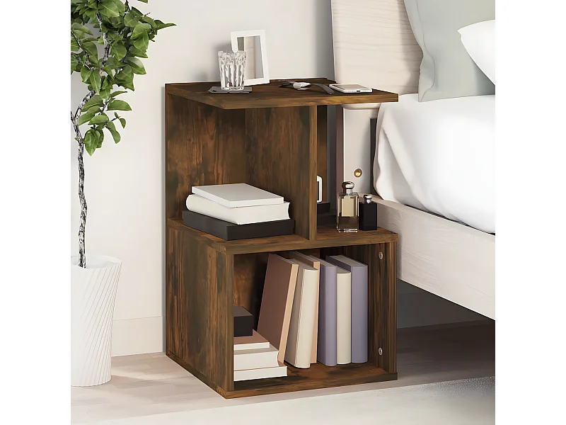 Table de chevet Chêne fumé 35x35x55 cm Bois d'ingénierie