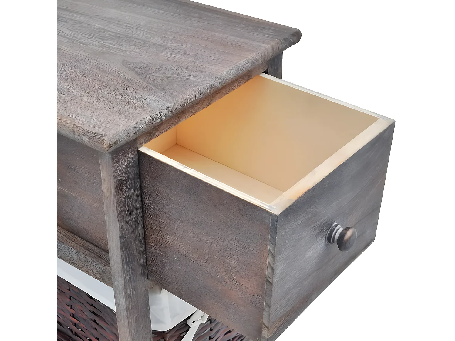 Mesita de noche de madera marrón