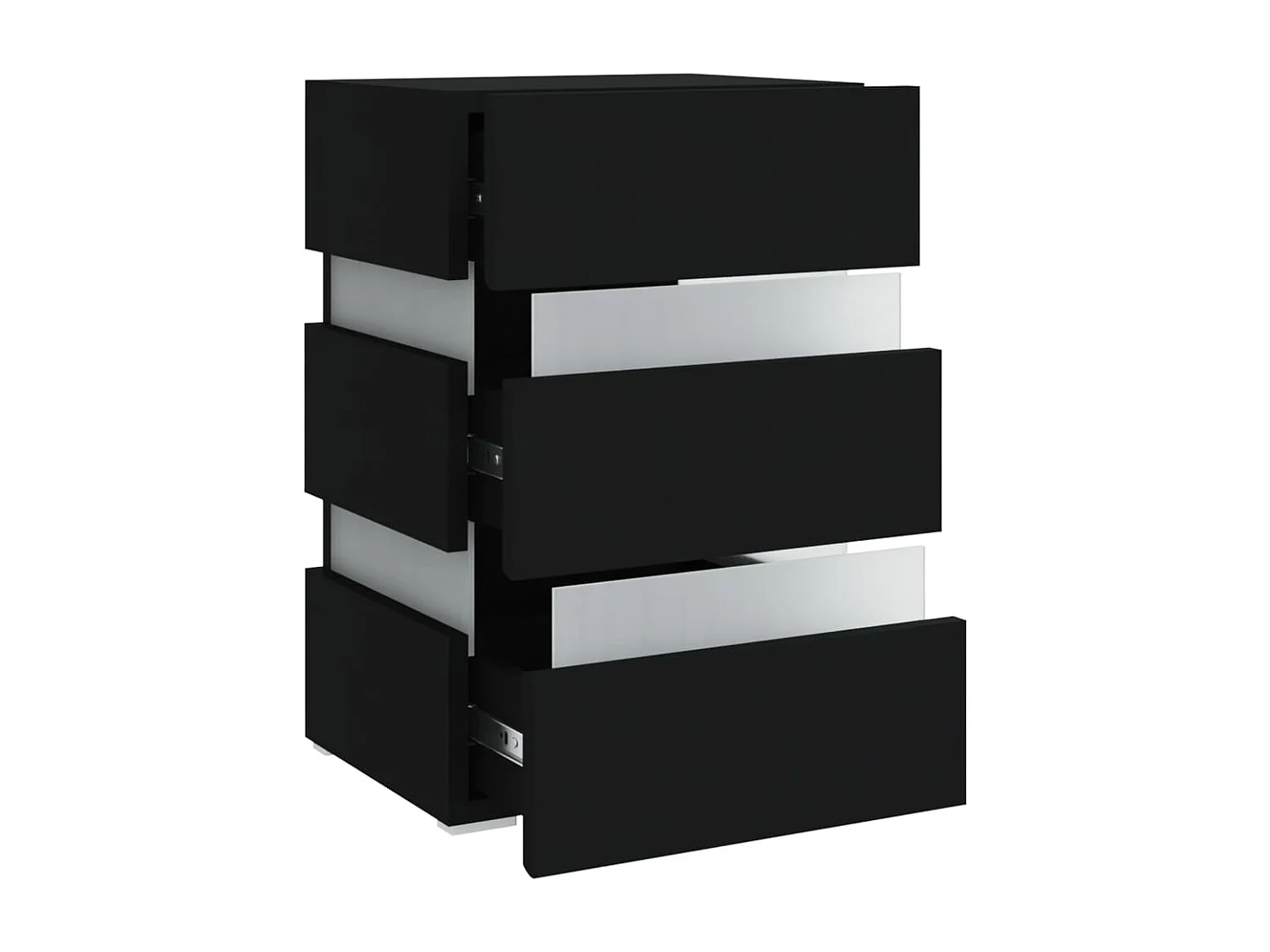 Table de chevet à LED Noir 45x35x67 cm Bois d'ingénierie