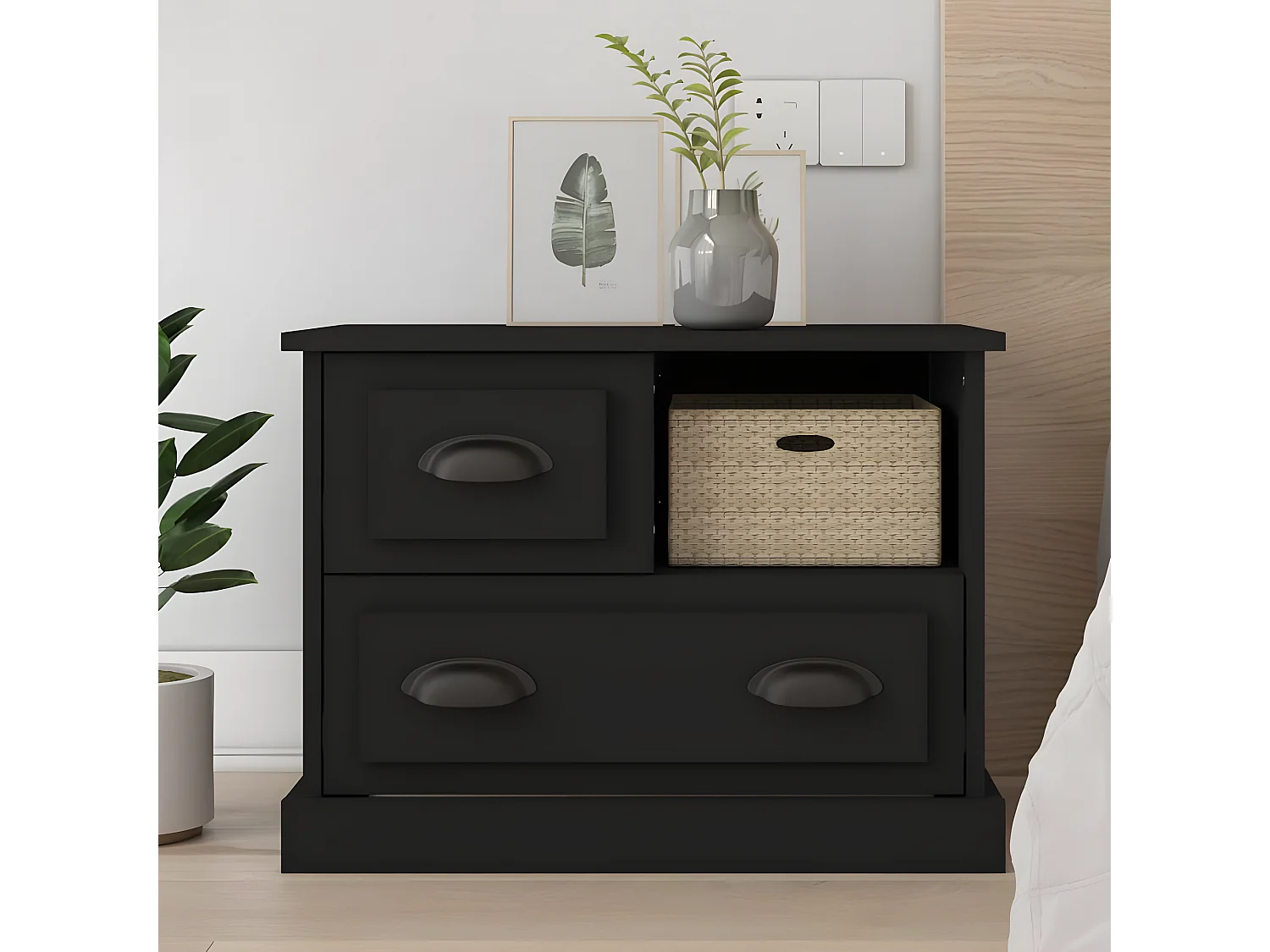 Table de chevet noir 60x39x45 cm