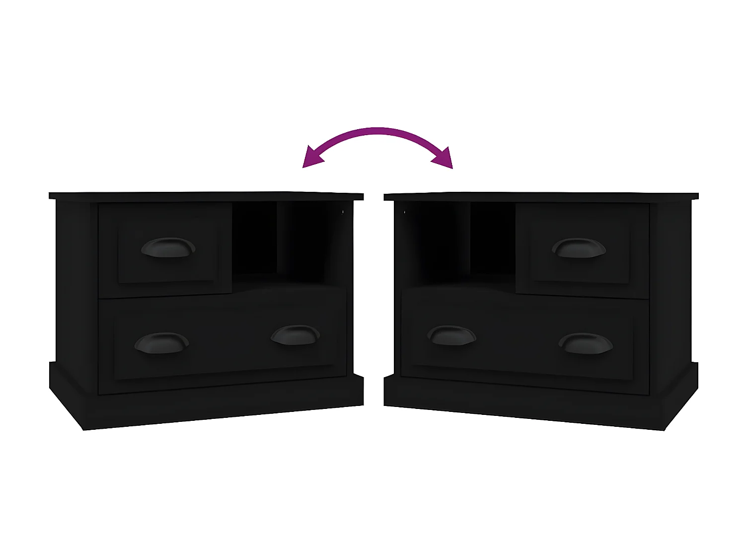 Table de chevet noir 60x39x45 cm