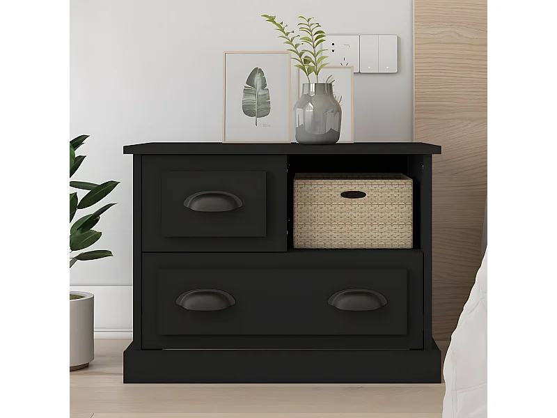 Table de chevet noir 60x39x45 cm