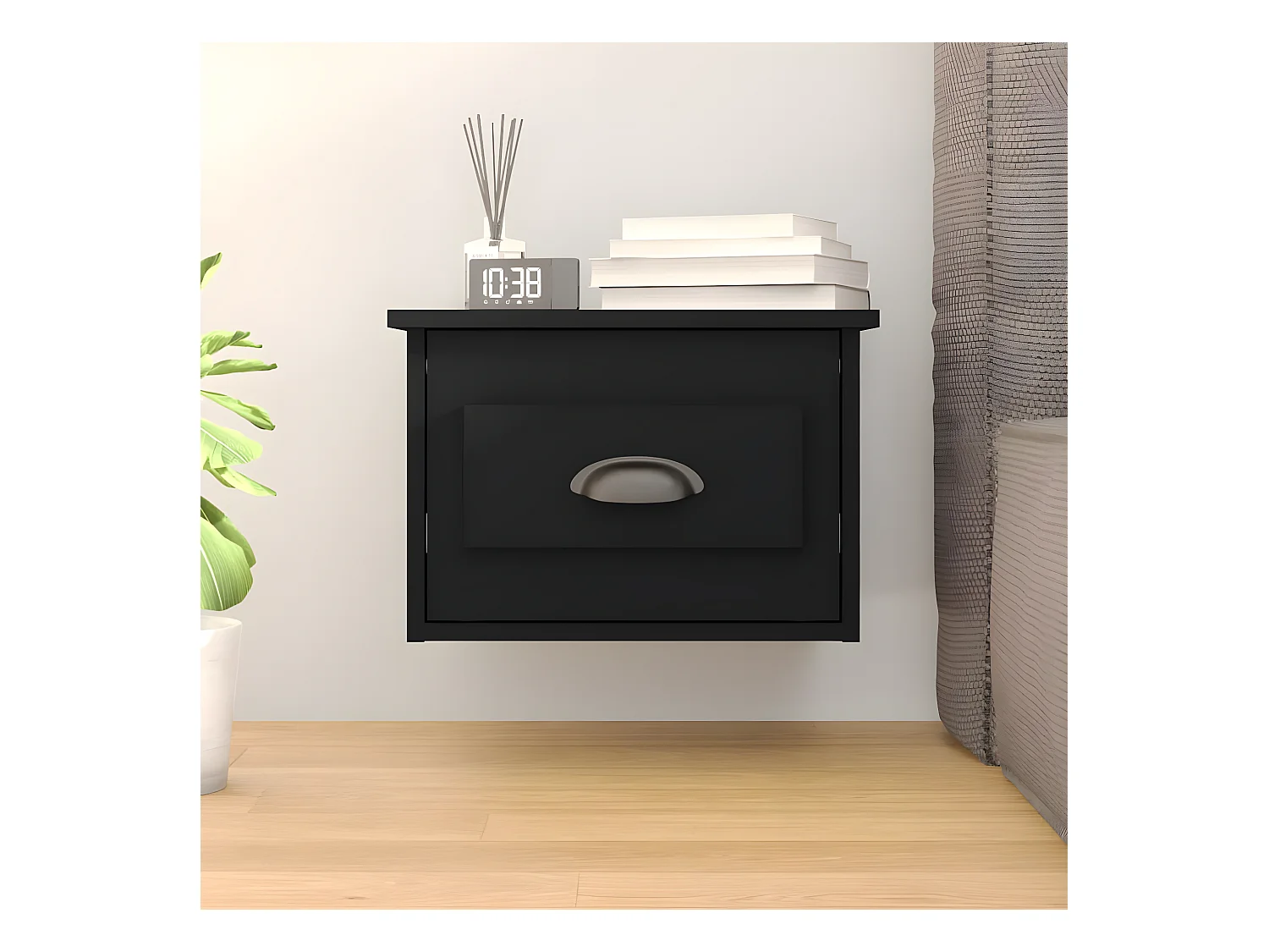 Table de chevet murale noir 41,5x36x28 cm