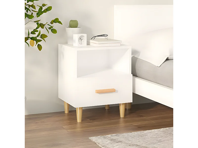 Table de chevet Blanc 40x35x47 cm