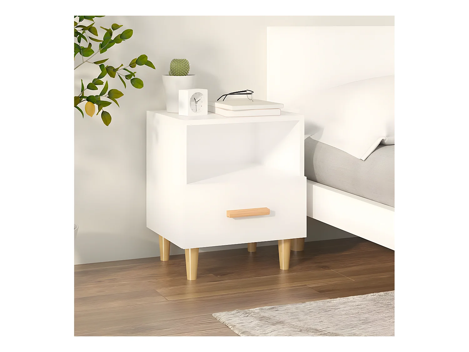 Table de chevet Blanc 40x35x47 cm