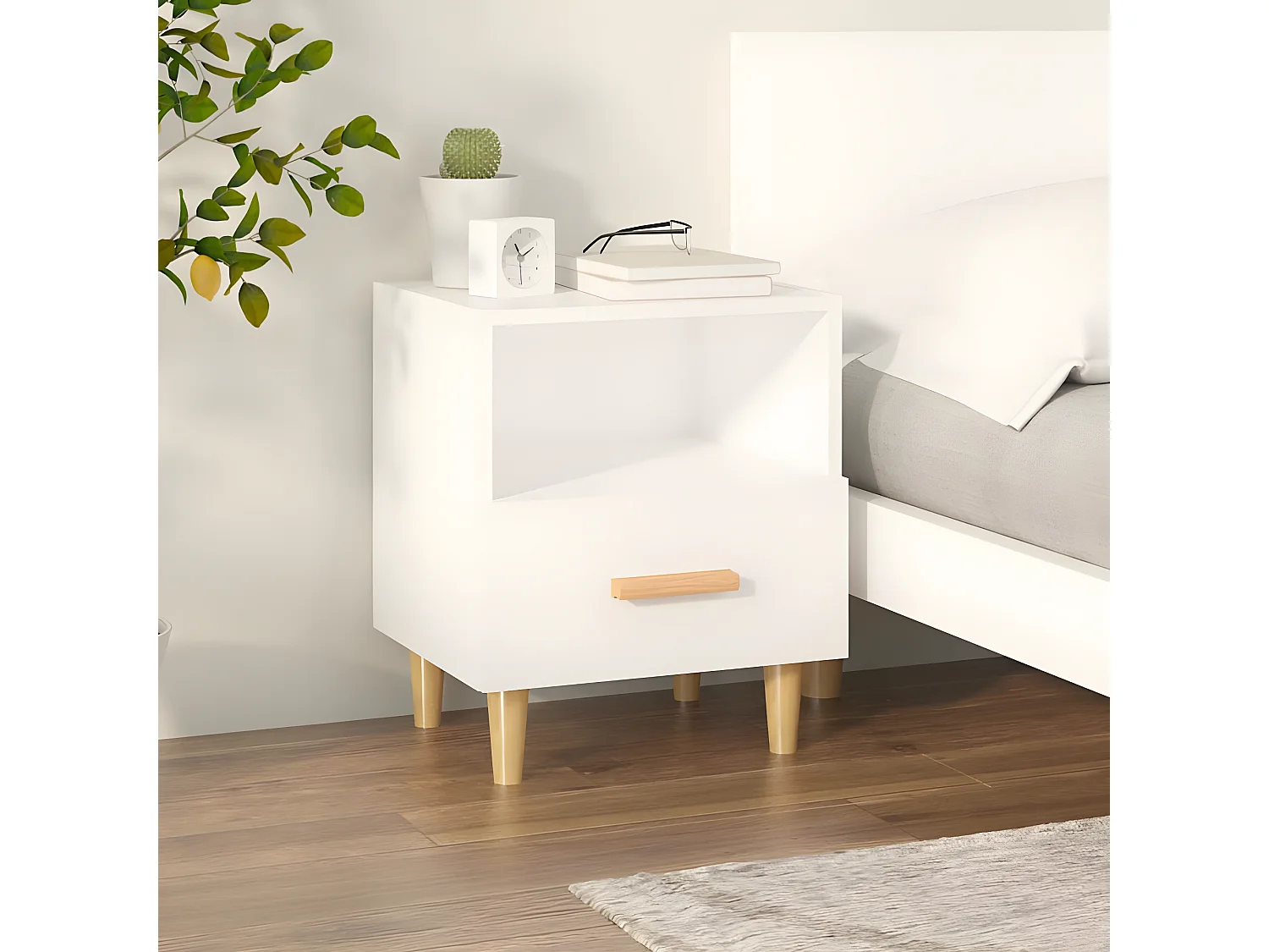 Table de chevet Blanc 40x35x47 cm