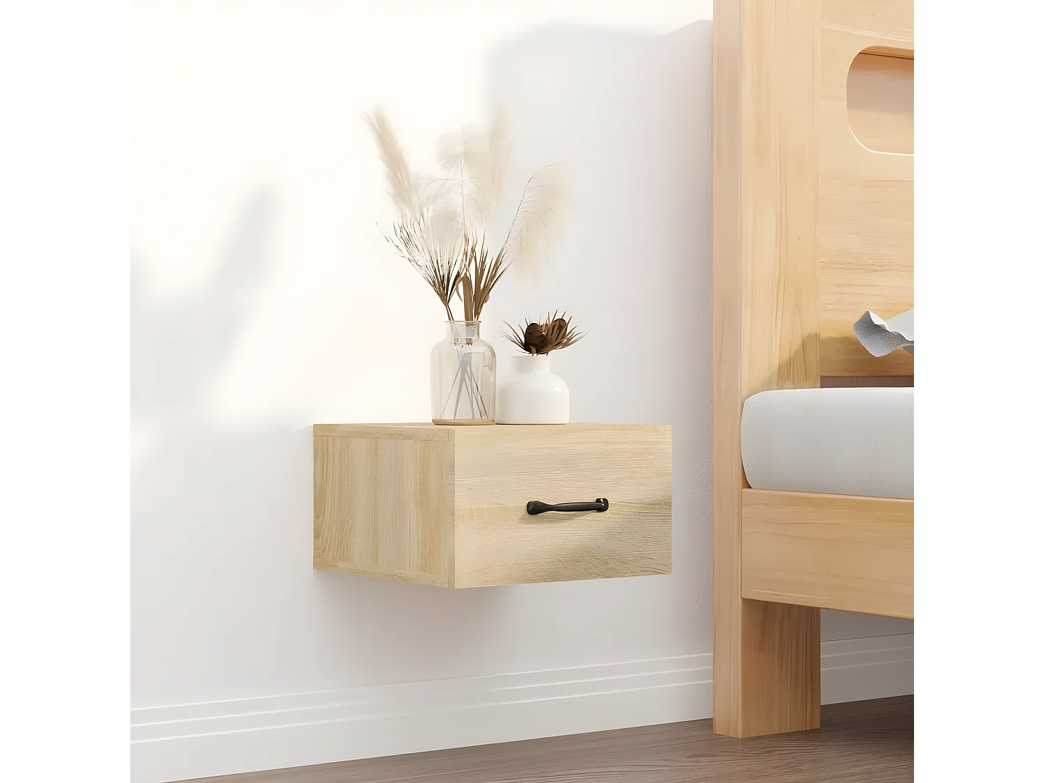 Table de chevet murale Chêne sonoma 35x35x20 cm