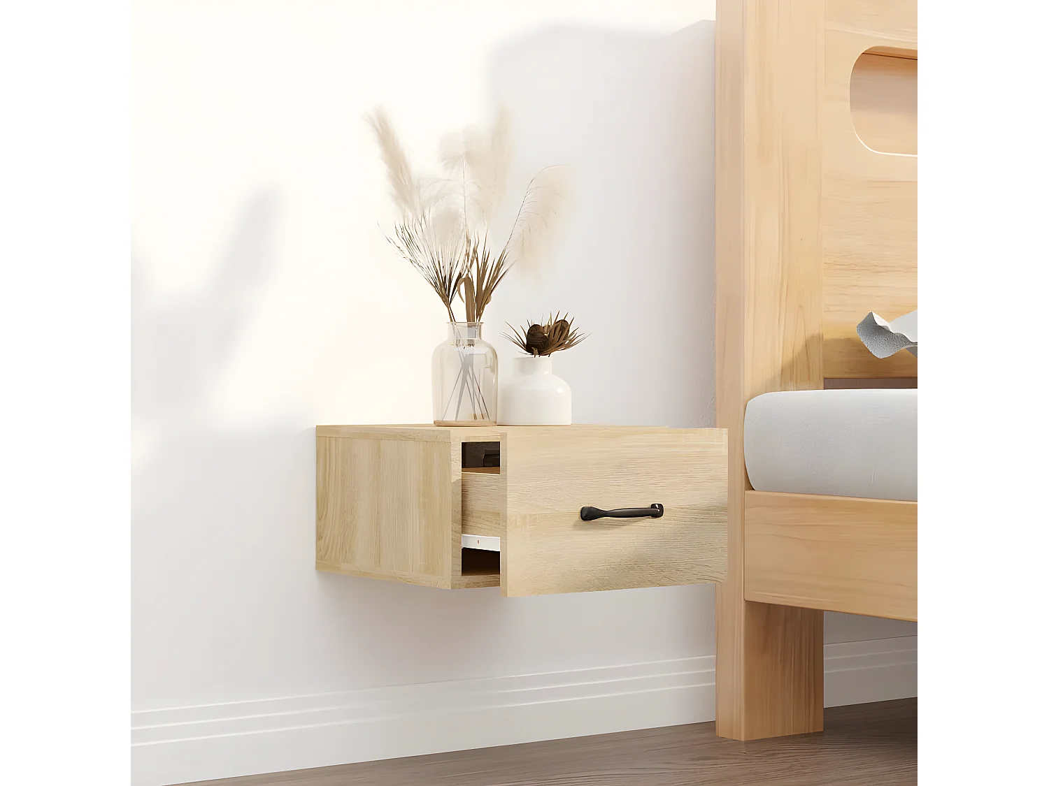 Table de chevet murale Chêne sonoma 35x35x20 cm