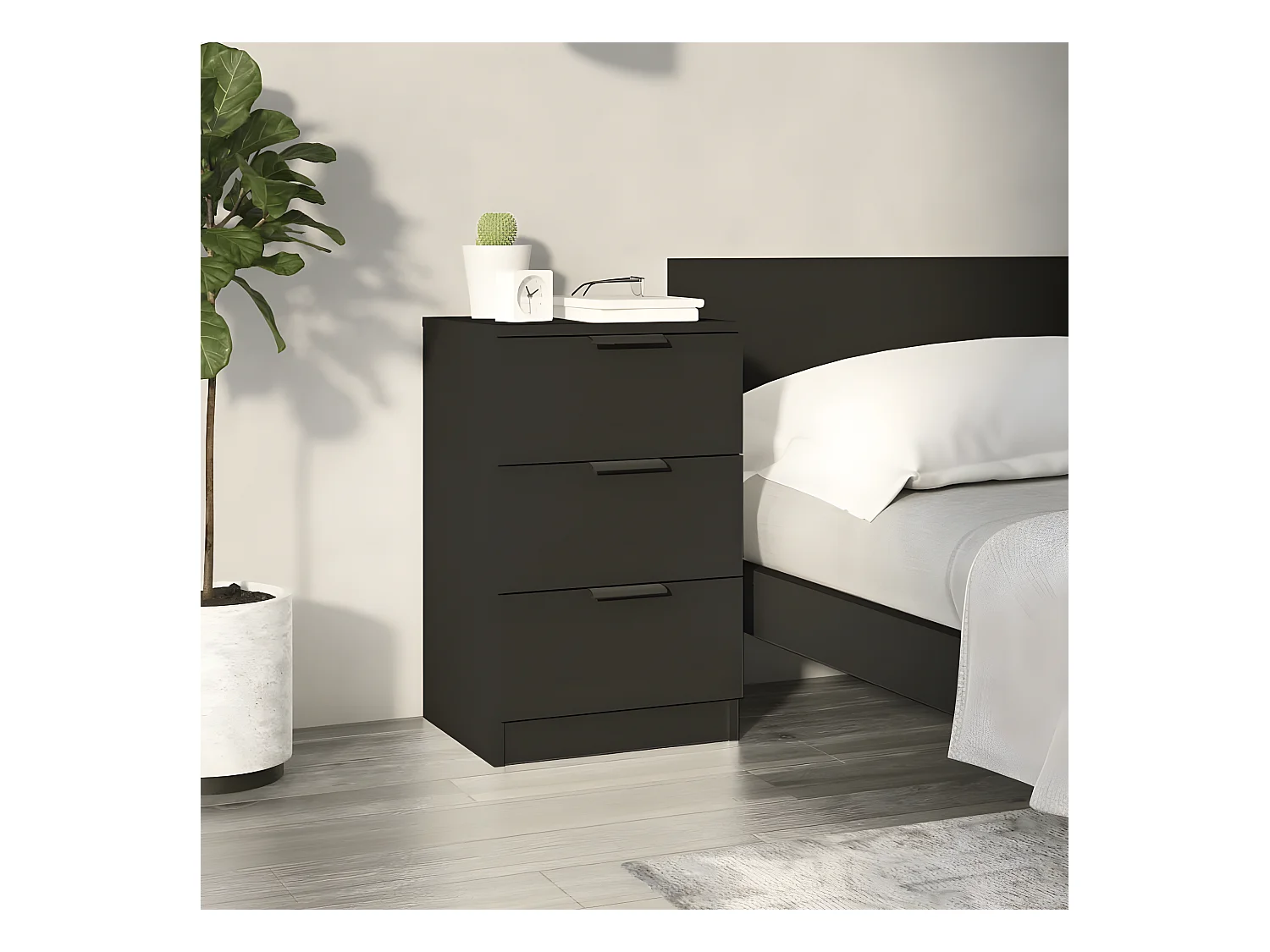 Table de chevet noir 40x36x65 cm