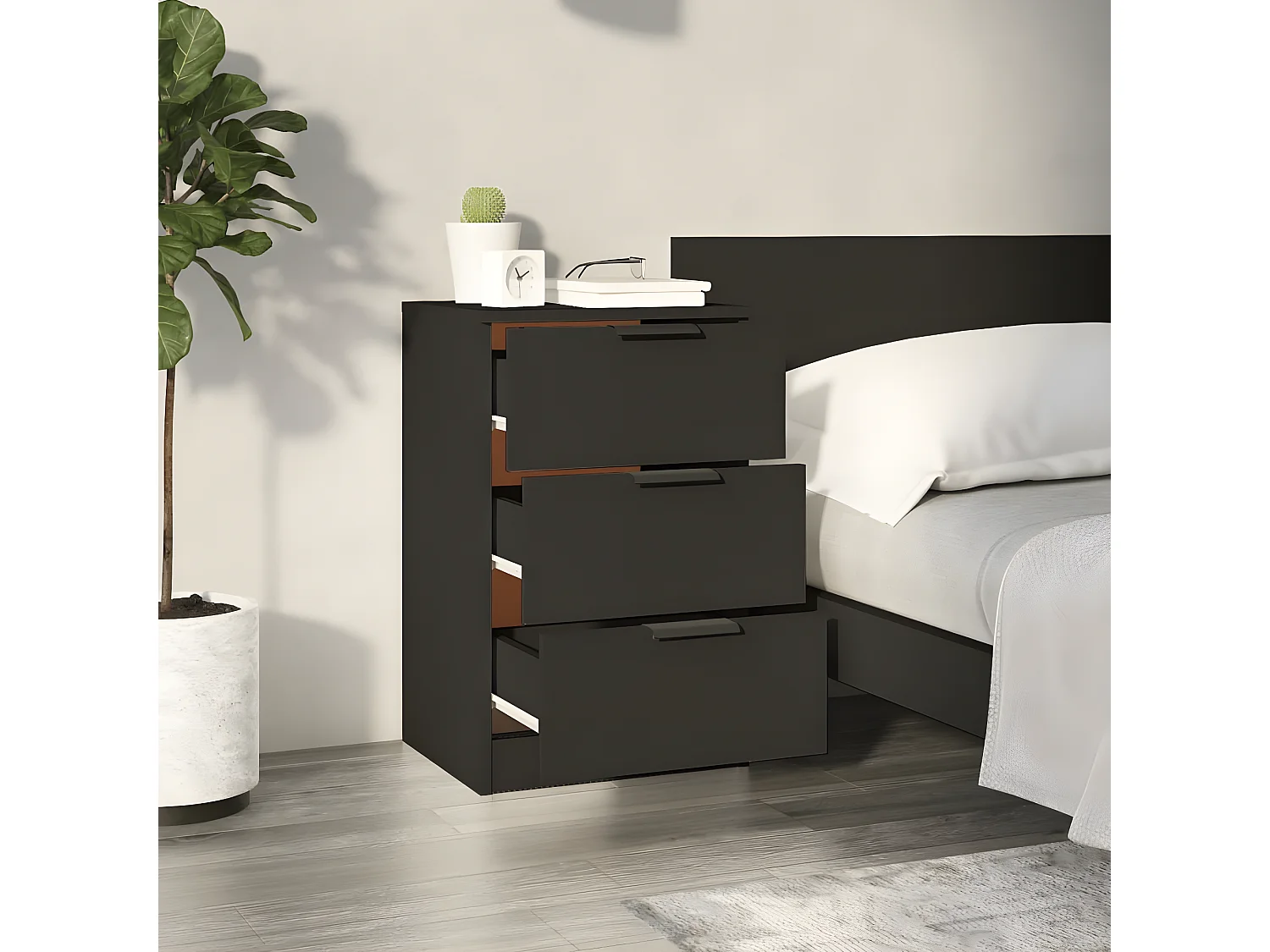 Table de chevet noir 40x36x65 cm