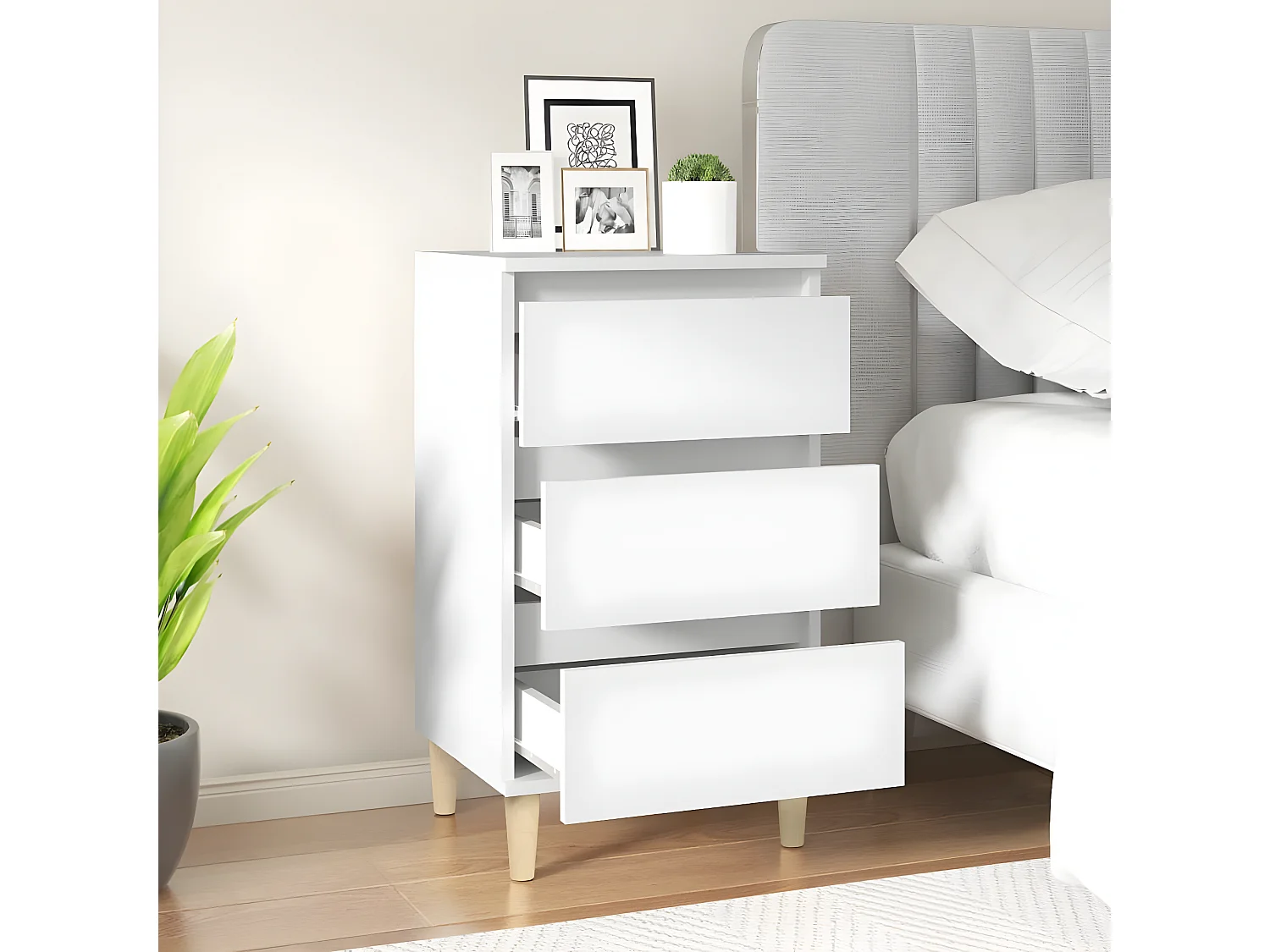 Mesa de cabeceira 40x35x70 cm derivados de madeira branco