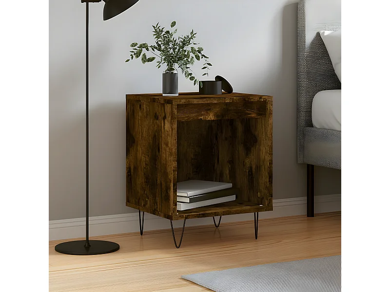 Mesa de cabeceira 40x35x50 cm derivados madeira carvalho fumado