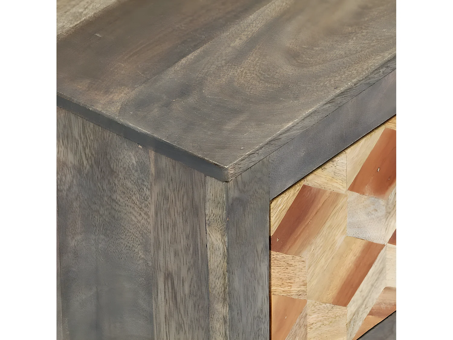 Nachtkastje 40x30x50 cm massief mangohout grijs