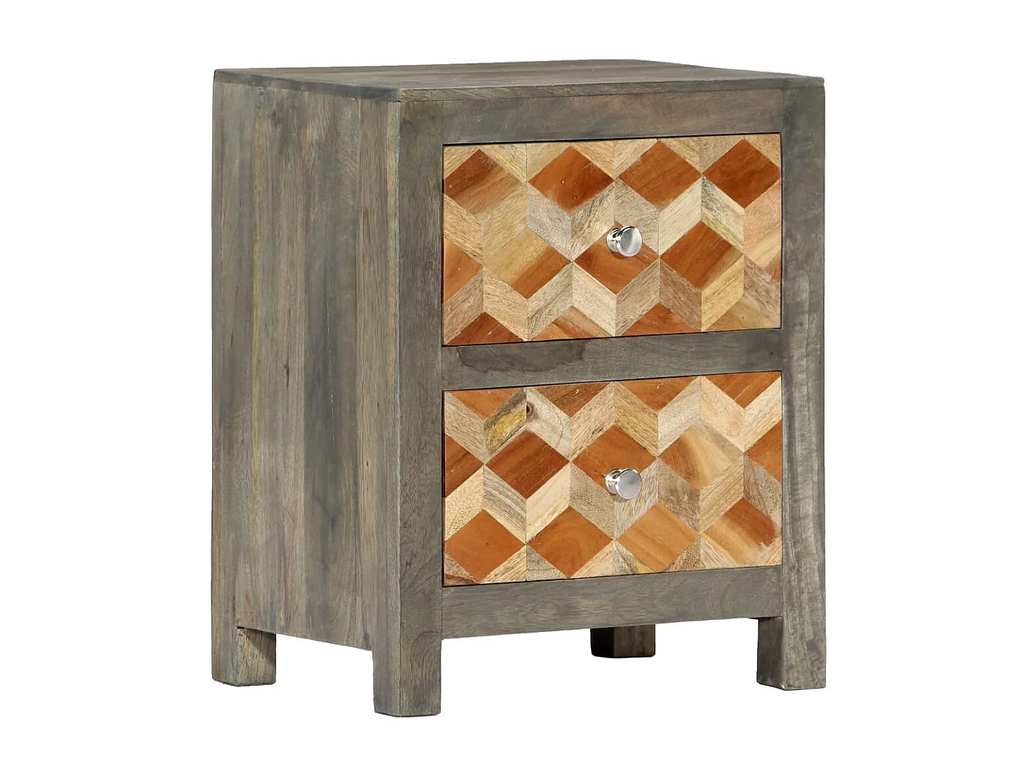 Table de chevet Gris 40x30x50 cm Bois de manguier massif