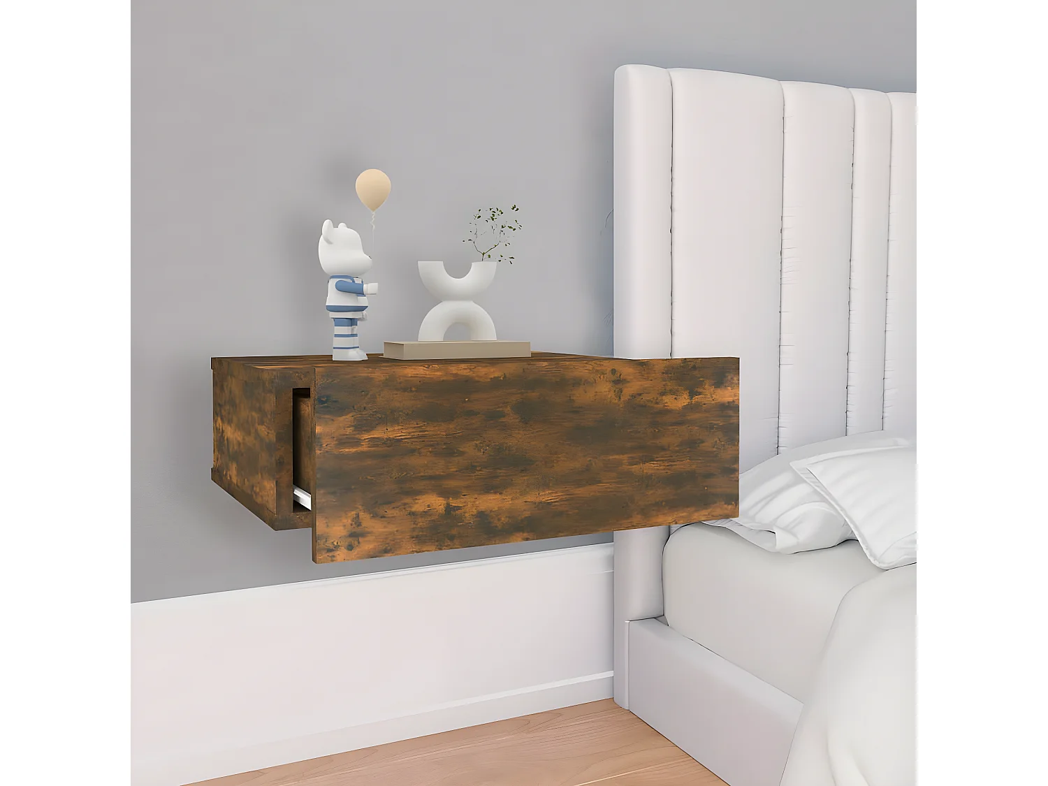 Nachtkastjes 2 st zwevend 40x30x15cm bewerkt hout gerookt eiken