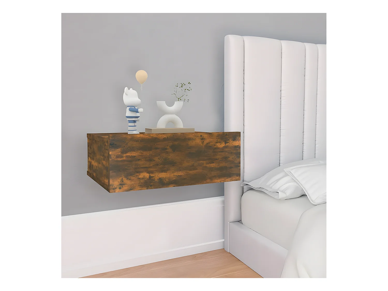 Tables de chevet flottantes 2 pièces Chêne fumé 40x30x15 cm