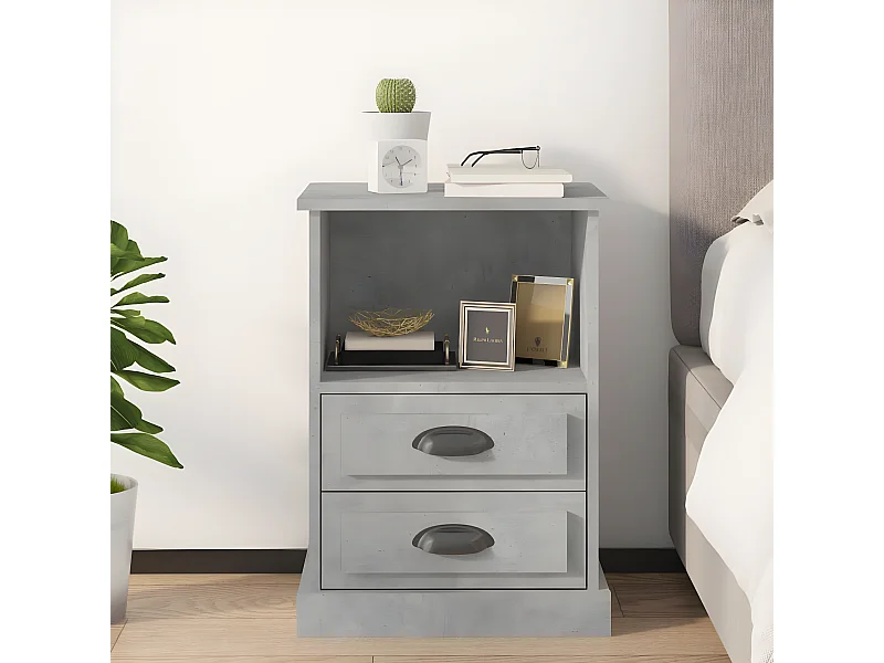 Mesa de cabeceira 43x36x60 cm cinzento cimento