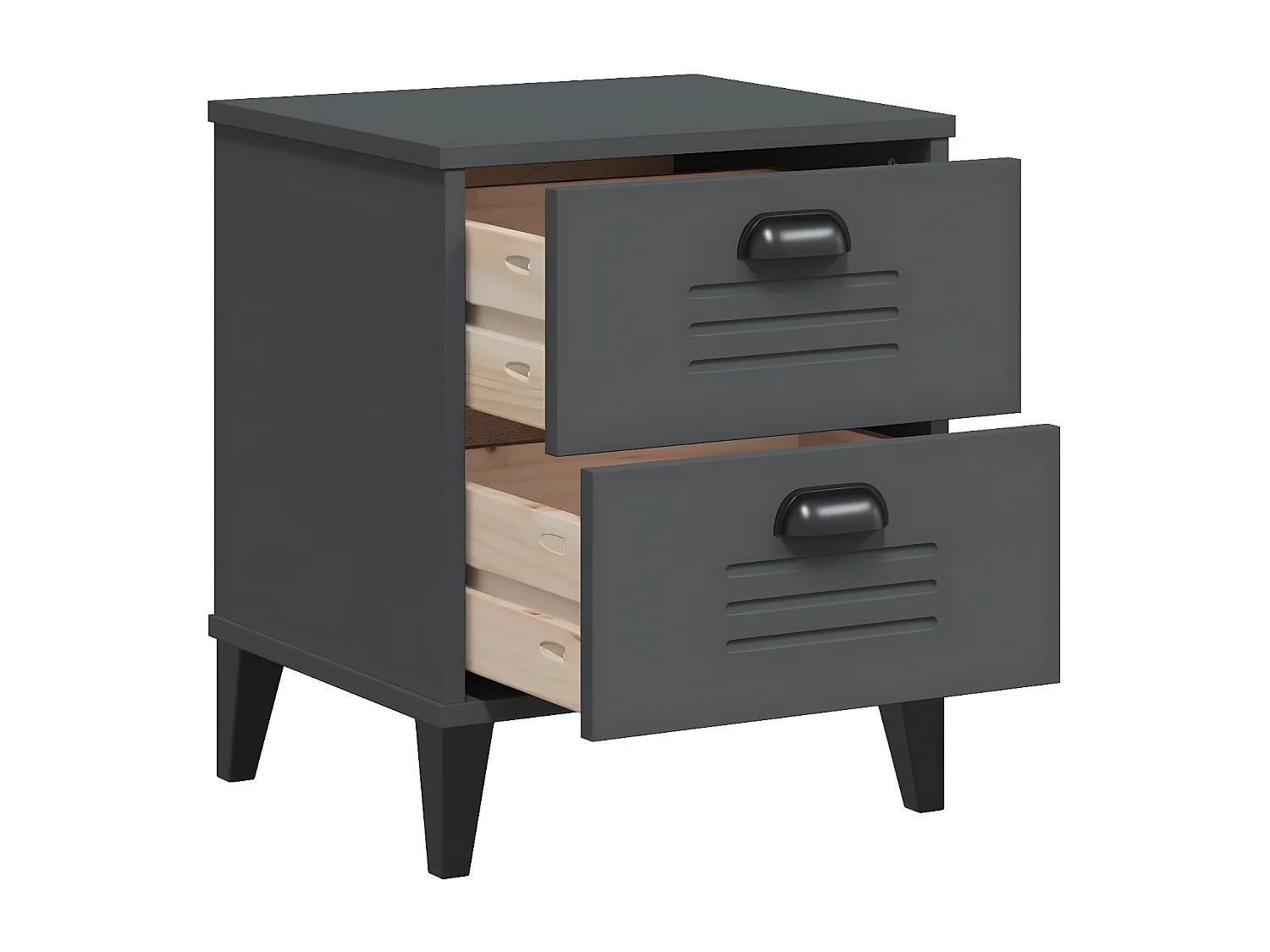 Table de chevet VIKEN gris anthracite bois de pin solide