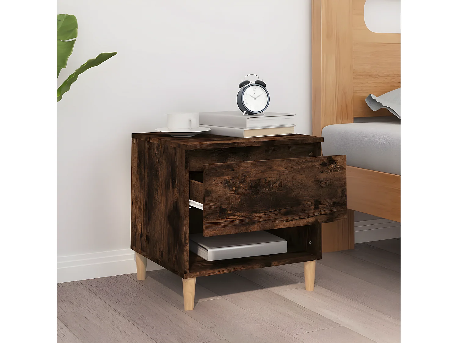 Table de chevet Chêne fumé 50x46x50 cm Bois d'ingénierie