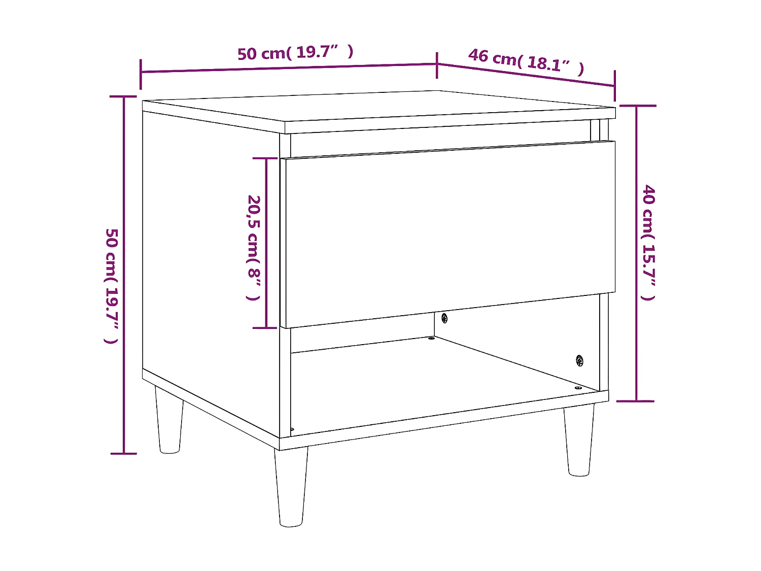 Table de chevet Chêne fumé 50x46x50 cm Bois d'ingénierie
