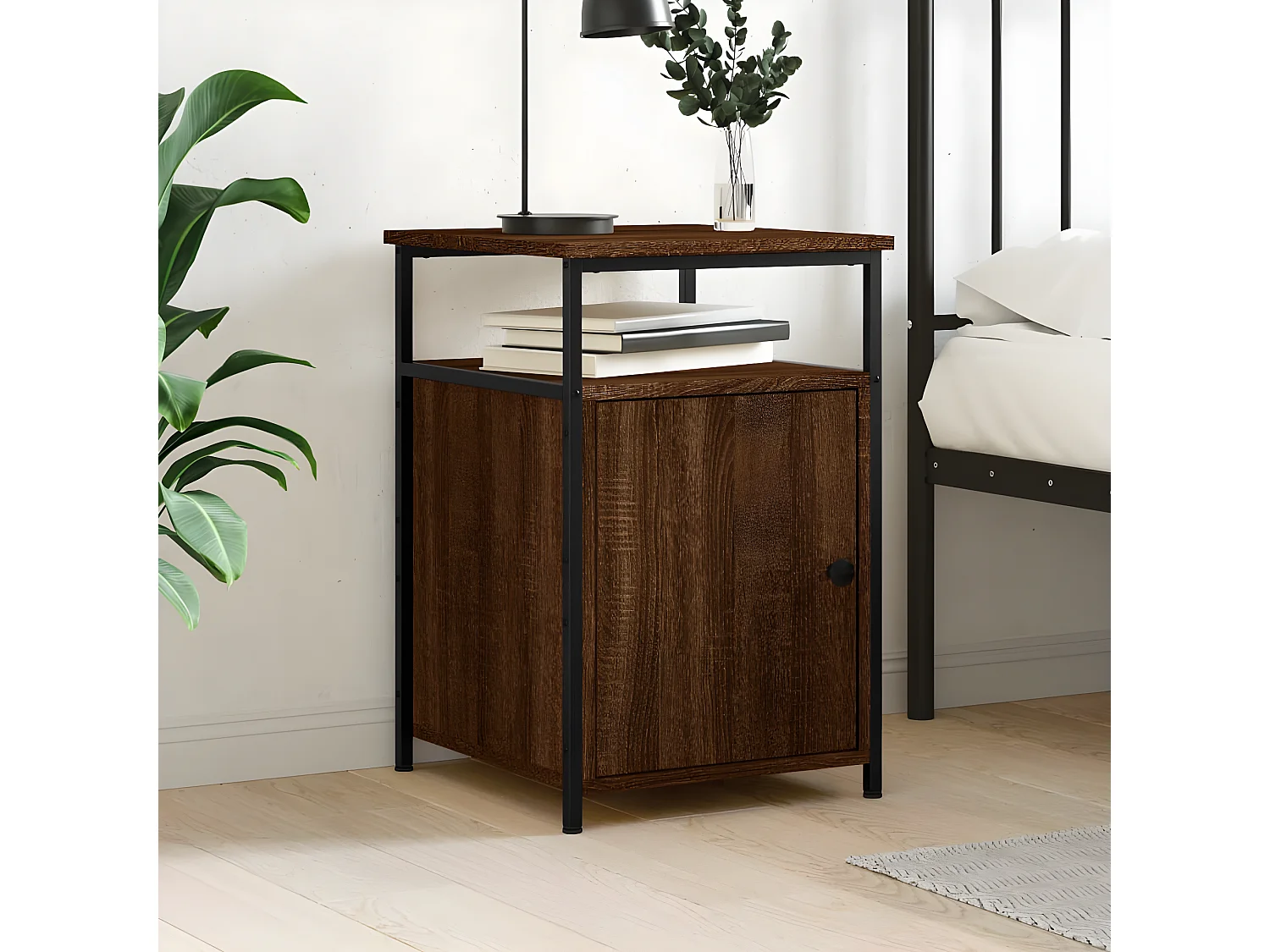 Table de chevet chêne marron 40x42x60 cm bois d'ingénierie