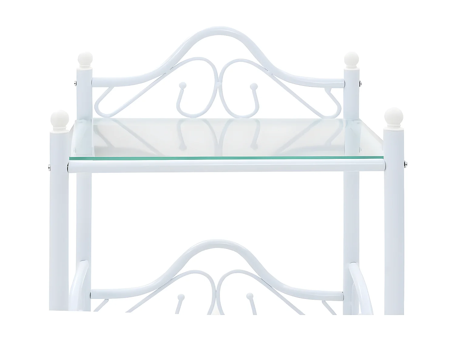 Table de chevet 2 pièces Acier et verre trempé 45x30,5x60 cm Blanc