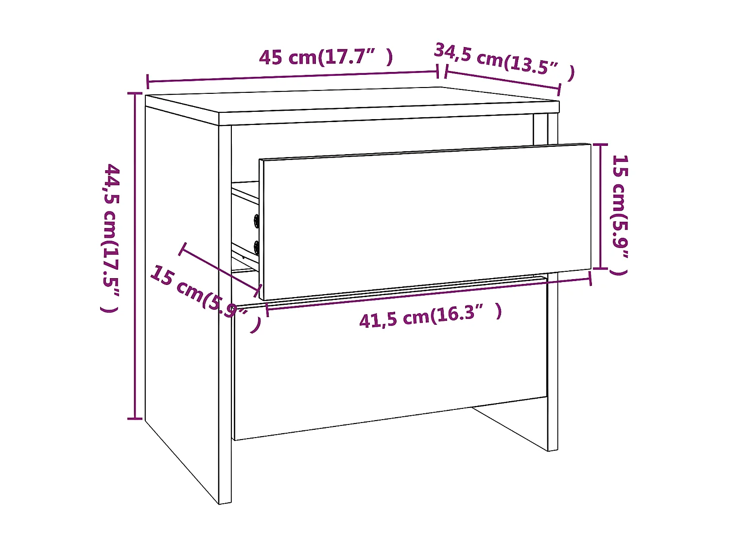 Mesitas de noche 2 unidades madera contrachapada 45x34,5x44,5 cm
