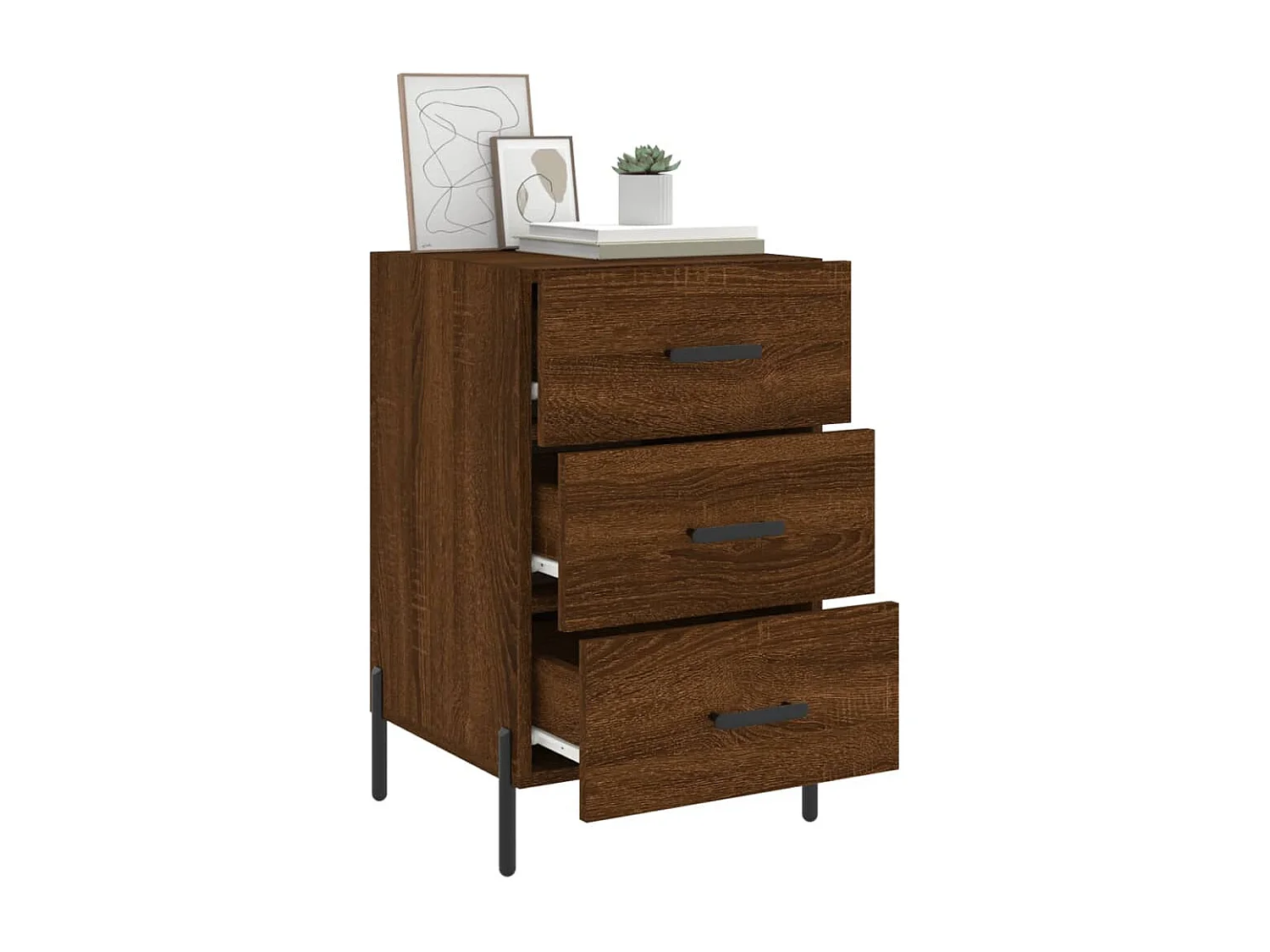 Mesa cabeceira 40x40x66 cm derivados madeira carvalho castanho