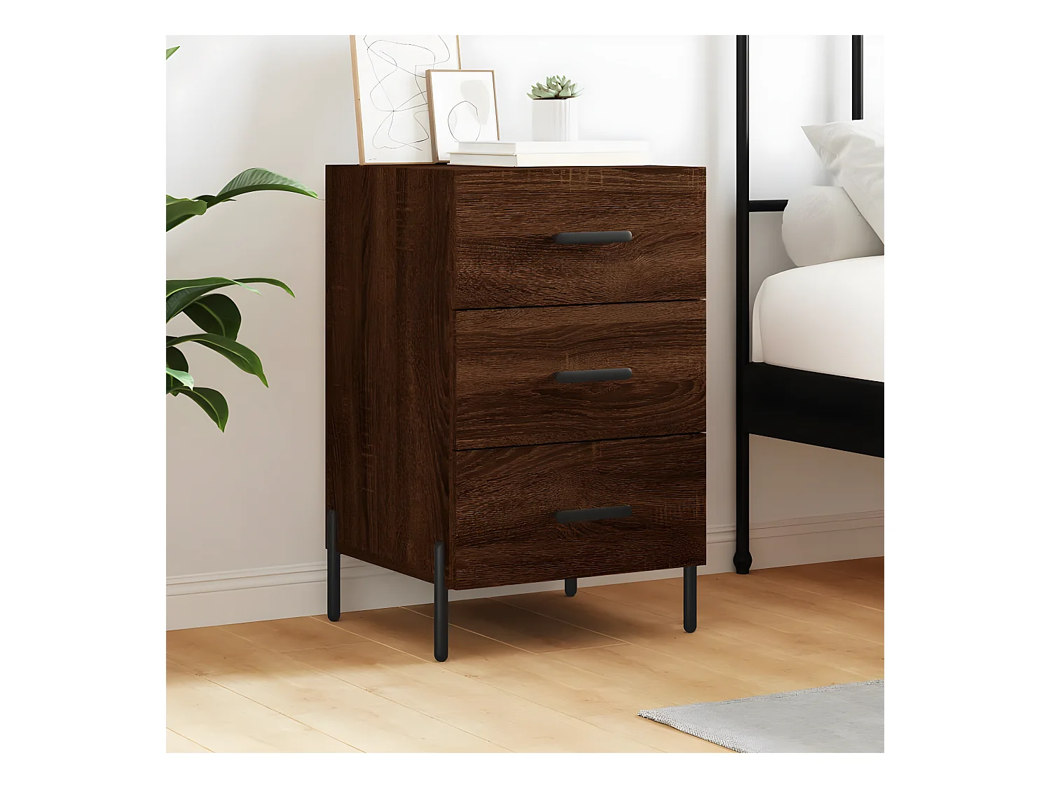 Mesa cabeceira 40x40x66 cm derivados madeira carvalho castanho