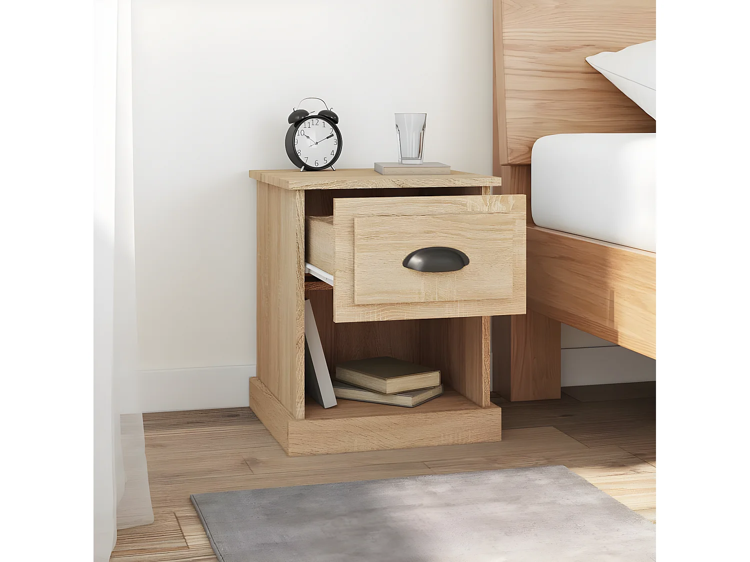 Table de chevet chêne sonoma 39x39x47,5 cm bois d'ingénierie