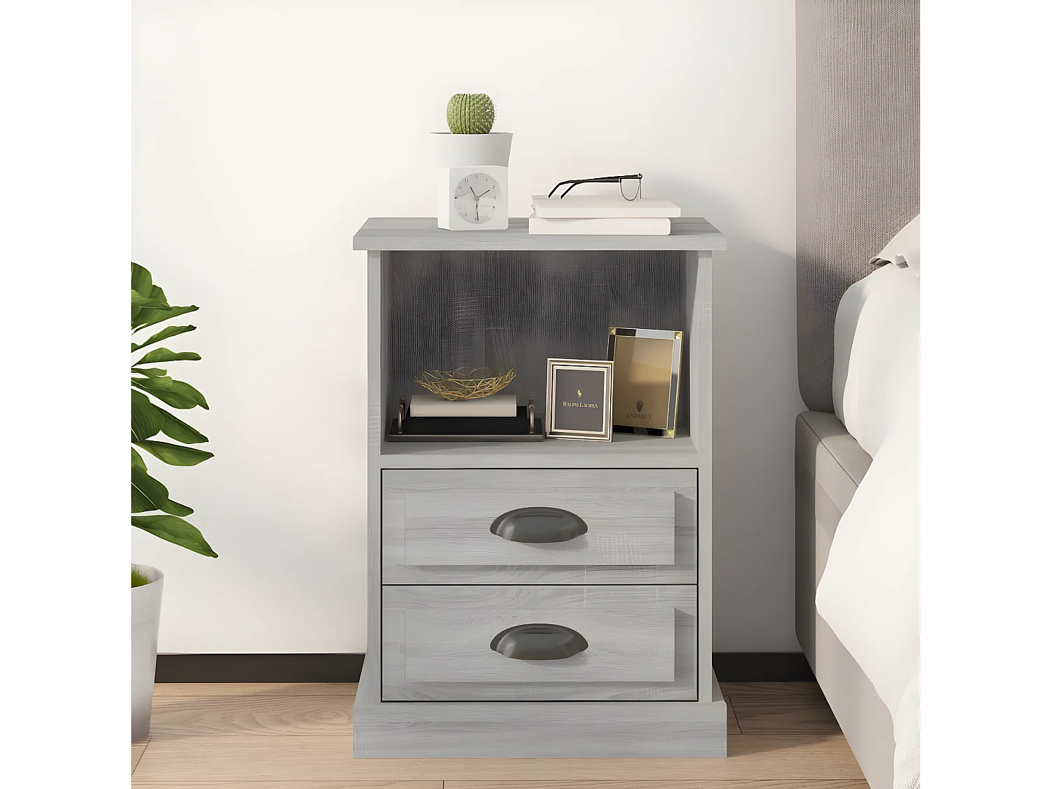 Table de chevet sonoma gris 43x36x60 cm