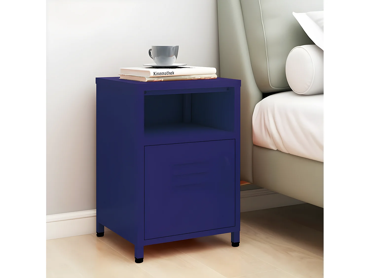 Table de chevet Bleu marine 35x35x51 cm Acier