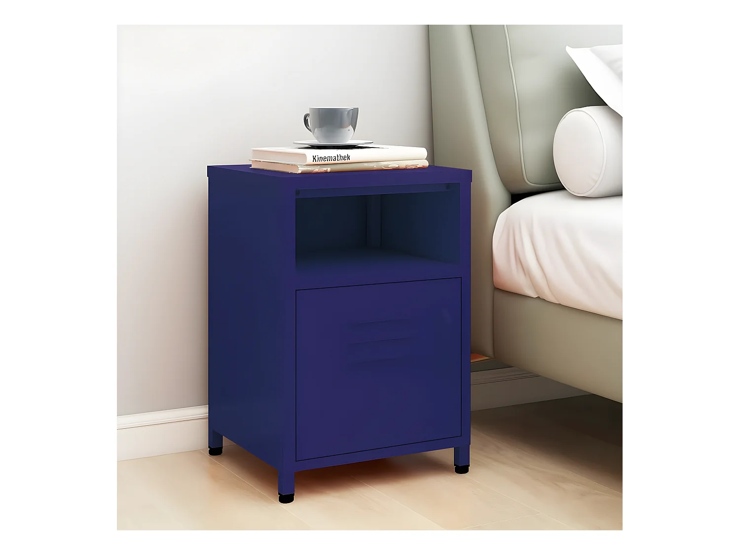 Table de chevet Bleu marine 35x35x51 cm Acier