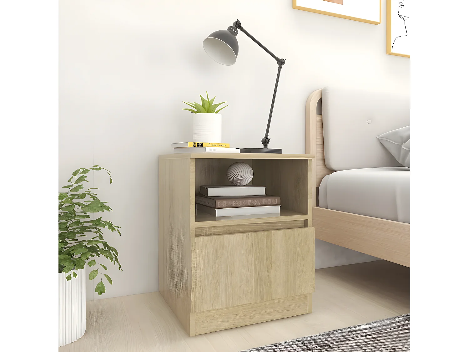 Nachtkastje 40x40x50 cm bewerkt hout sonoma eikenkleurig