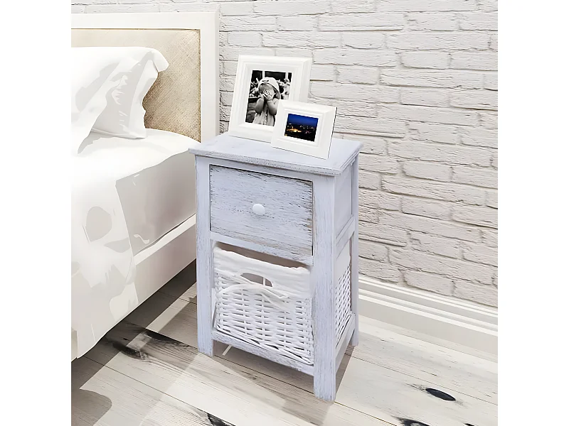 Table de chevet 2 pièces Bois Blanc