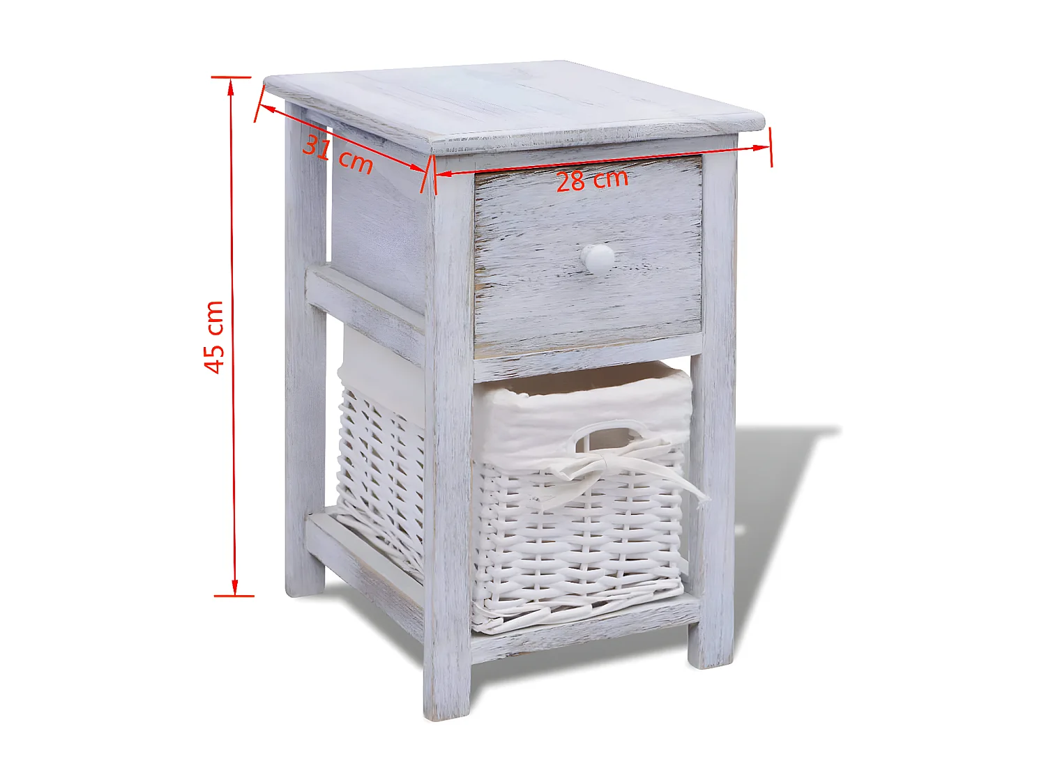 Table de chevet 2 pièces Bois Blanc