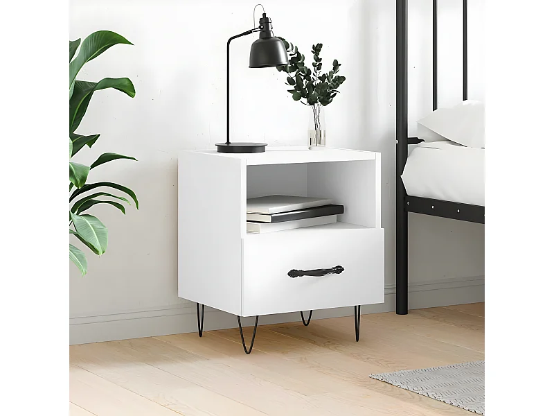 Mesa de cabeceira 40x35x47,5 cm derivados de madeira branco