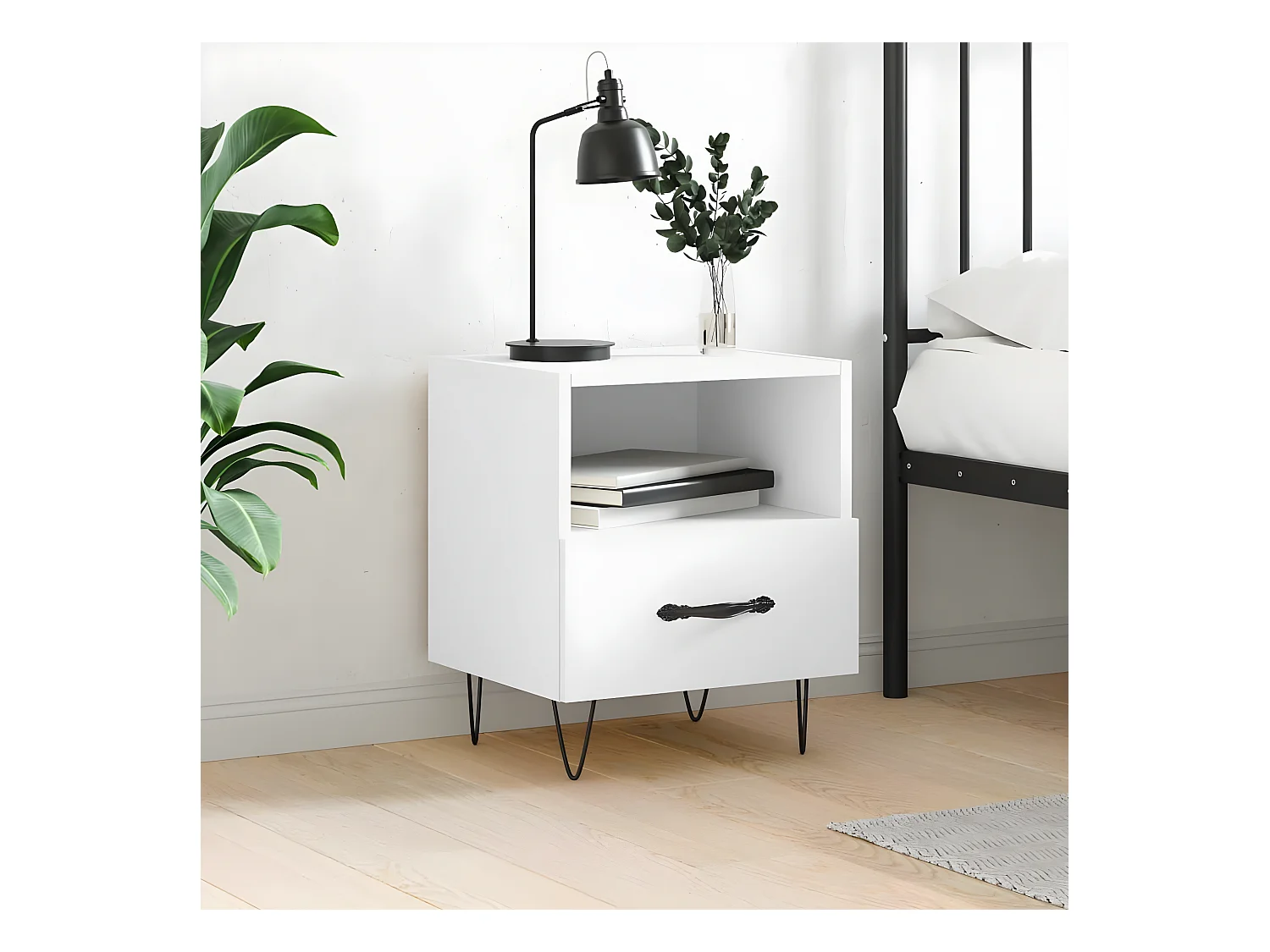 Mesa de cabeceira 40x35x47,5 cm derivados de madeira branco