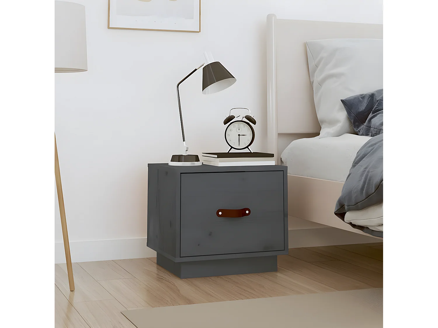 Table de chevet Gris 40x34x35 cm Bois de pin solide